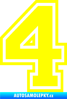 Samolepka Startovní číslo 4 typ 4 žlutá citron