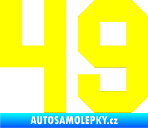 Samolepka Startovní číslo 49 žlutá citron