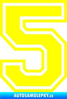 Samolepka Startovní číslo 5 typ 4 žlutá citron