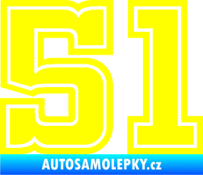 Samolepka Startovní číslo 51 typ 5 žlutá citron