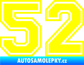 Samolepka Startovní číslo 52 typ 4 žlutá citron