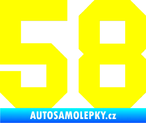 Samolepka Startovní číslo 58 žlutá citron
