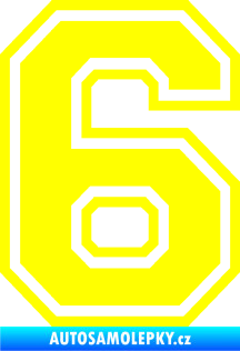 Samolepka Startovní číslo 6 typ 4 žlutá citron