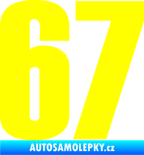 Samolepka Startovní číslo 67 typ 2      žlutá citron