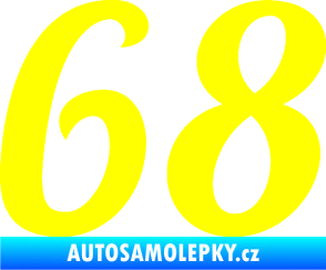 Samolepka Startovní číslo 68 typ 3 žlutá citron