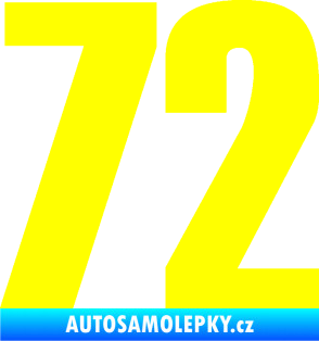 Samolepka Startovní číslo 72 typ 2   žlutá citron