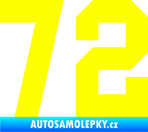 Samolepka Startovní číslo 72 žlutá citron