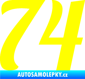 Samolepka Startovní číslo 74 typ 3   žlutá citron