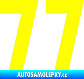 Samolepka Startovní číslo 77 žlutá citron