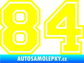 Samolepka Startovní číslo 84 typ 4 žlutá citron