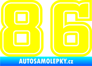 Samolepka Startovní číslo 86 typ 5 žlutá citron