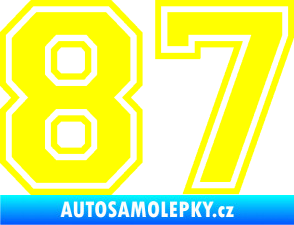 Samolepka Startovní číslo 87 typ 4 žlutá citron
