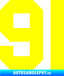 Samolepka Startovní číslo 91 žlutá citron