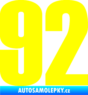 Samolepka Startovní číslo 92 typ 2  žlutá citron
