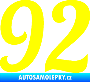 Samolepka Startovní číslo 92 typ 3   žlutá citron