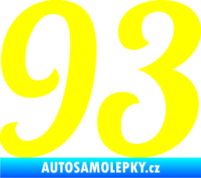 Samolepka Startovní číslo 93 typ 3   žlutá citron