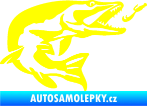 Samolepka Štika 005 pravá s návnadou žlutá citron