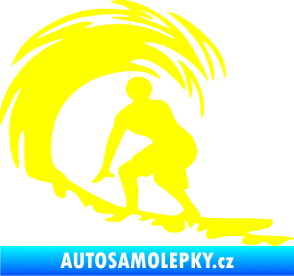 Samolepka Surfař 005 levá velké vlny žlutá citron