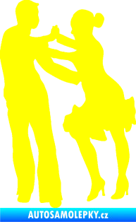 Samolepka Tanec 001 levá latinskoamerický tanec pár žlutá citron