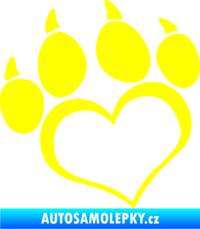 Samolepka Tlapky love 005 levá žlutá citron