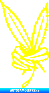 Samolepka Travka 002 pravá marihuana peace žlutá citron