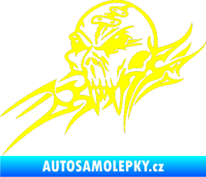 Samolepka Tribal skull levá lebka žlutá citron