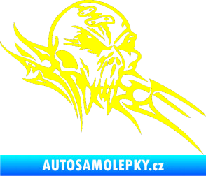 Samolepka Tribal skull pravá lebka žlutá citron