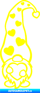 Samolepka Trpaslík 002 levá čepice se srdíčky žlutá citron