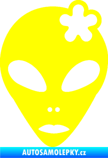 Samolepka UFO 009 slečna s kytičkou pravá žlutá citron
