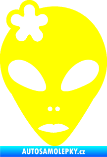 Samolepka UFO 009 slečna s kytičkou levá žlutá citron