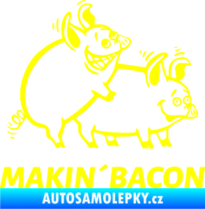 Samolepka Veselá prasátka makin bacon pravá žlutá citron