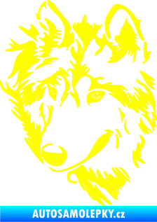 Samolepka Vlk 009 levá hlava žlutá citron