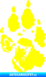 Samolepka Vlk 018 pravá stopa s vlčím obrysem žlutá citron