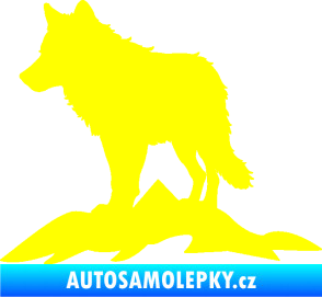 Samolepka Vlk 031 levá hory žlutá citron