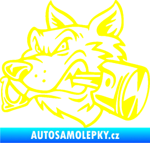 Samolepka Vlk 032 levá moto s pístem žlutá citron