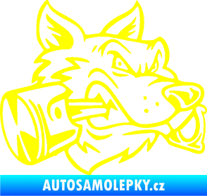 Samolepka Vlk 032 pravá moto s pístem žlutá citron