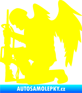 Samolepka Voják 015 levá modlící se s křídly žlutá citron