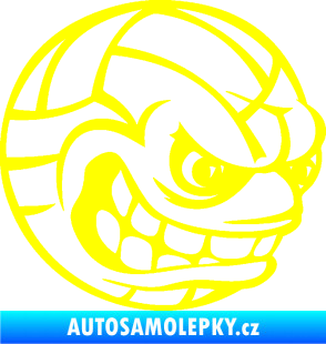Samolepka Volejbalový míč 001 pravá s obličejem žlutá citron