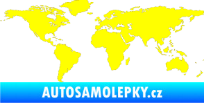 Samolepka World mapa světa žlutá citron