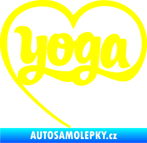 Samolepka Yoga nápis v srdíčku žlutá citron