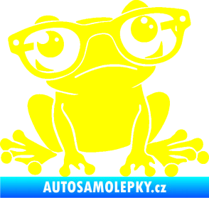 Samolepka Žába 011 pravá kouká s brýlemi žlutá citron