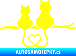 Samolepka Zamilované kočky spojené ocásky pravá žlutá citron