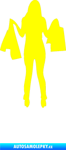 Samolepka Žena na nákupu 003 levá žlutá citron