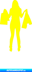 Samolepka Žena na nákupu 003 pravá žlutá citron