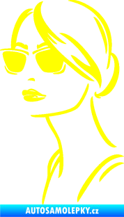 Samolepka Žena tvář 003 levá s brýlemi žlutá citron