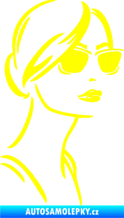 Samolepka Žena tvář 003 pravá s brýlemi žlutá citron