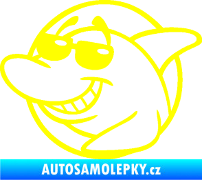 Samolepka Žralok 018 levá cool s brýlemi žlutá citron