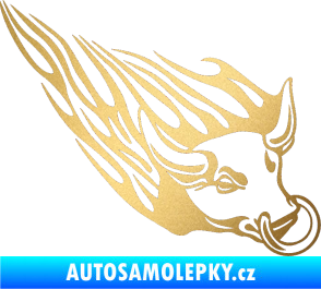 Samolepka Animal flames 010 pravá býk s kruhem zlatá metalíza