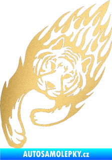 Samolepka Animal flames 015 levá tygr zlatá metalíza
