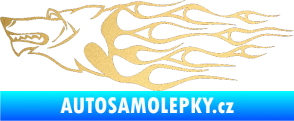 Samolepka Animal flames 017 levá vlk zlatá metalíza